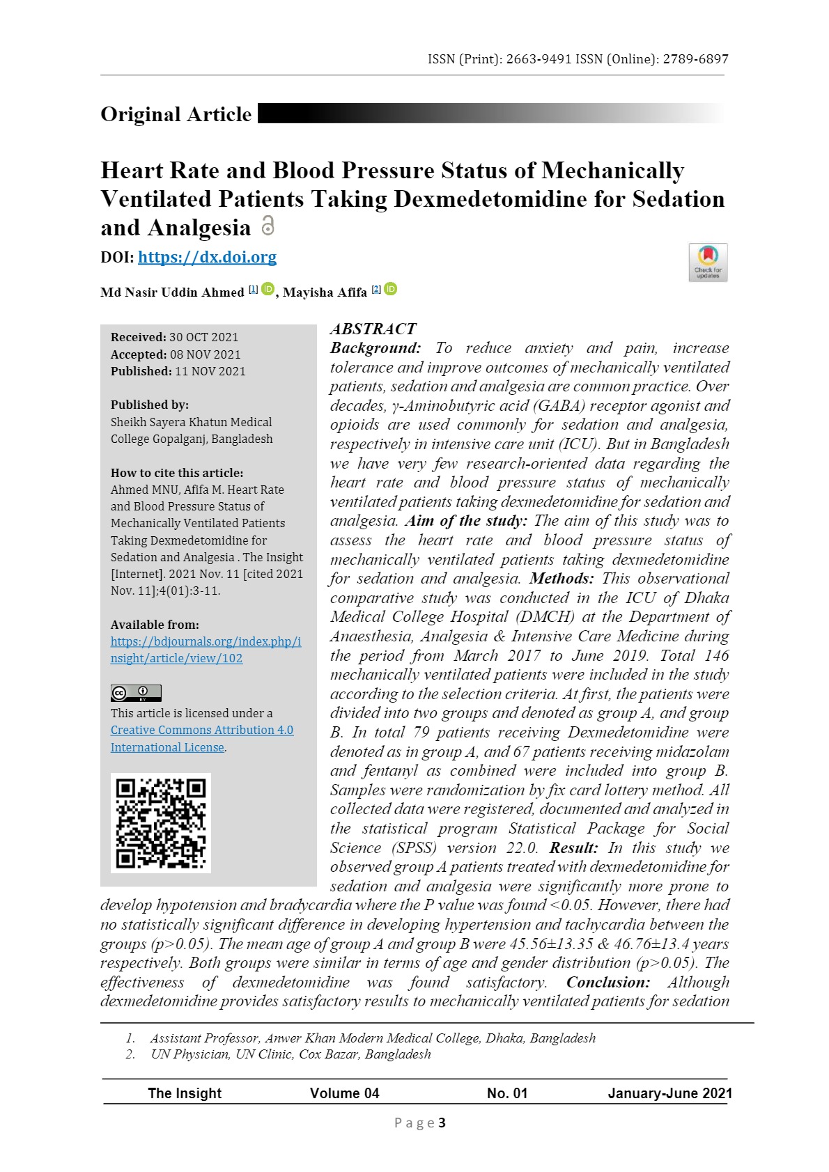Heart Rate and Blood Pressure Status of Mechanically Ventilated Patients Taking Dexmedetomidine for Sedation and Analgesia